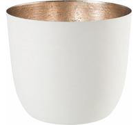 Gift Company Photophore Madras M, Porte-bougie à chauffe-plat, Porte-bougie, Fer, Blanc / Or, H 8.5 cm, 76741