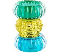 Gift Company Teelichthalter Sari rund, Kerzenständer, Kristallglas, Blau, Gelb, Grün, 11.5 cm, 1093901010