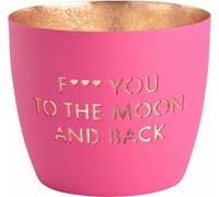 Gift Company Windlicht Madras F... you to the moon and back M, Teelichthalter, Kerzenhalter, Eisen, neon purple / Gold, H 8.5 cm, 1145204013