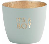 Gift Company Windlicht Madras Its a boy M, Teelichthalter, Kerzenhalter, Eisen, Pastellblau, Gold, 8.5 cm, 1091204078