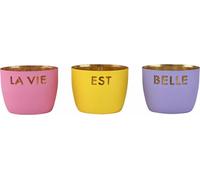 Gift Company Windlicht Madras La vie est belle XS, 3er Set, Teelichthalter, Kerzenhalter, Eisen, Rosa / Gelb / Lila, H 4.5 cm, 1170802020