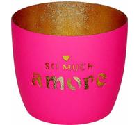 Gift Company Windlicht Madras M, So much amore, Teelichthalter, Kerzenhalter, Eisen, Hot Pink / Gold, H 8.5 cm, 1210804013