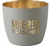 Gift Company Windlicht Madras Meeresrauschen M, Teelichthalter, Kerzenhalter, Eisen, Flannel / Gold, H 8.5 cm, 1172704030