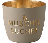 Gift Company Windlicht Madras Muschelsucher M, Teelichthalter, Kerzenhalter, Eisen, sandstone / Gold, H 8.5 cm, 1172804029