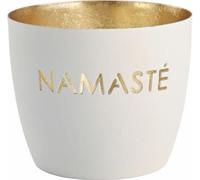 Gift Company Windlicht Madras Namaste M, Teelichthalter, Kerzenhalter, Eisen, weiß / Gold, H 8.5 cm, 1144804001