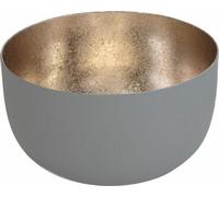 Gift Company Windlicht Madras S, Teelichthalter, Kerzenhalter, Eisen, Cool Grey / Gold, H 5 cm, 76734