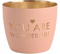 Gift Company Windlicht Madras You are wonderful! M, Teelichthalter, Kerzenhalter, Eisen, Pastellrosa / Gold, H 8.5 cm, 1145804076