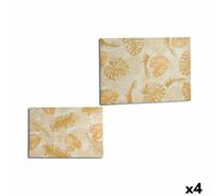Gift Decor Canvas Feuille de plante or 120 x 80 x 2,5 cm (4 pièces)