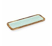 Gift Decor Centre de Table 45 x 15 cm Feuille de Plante Blanche Marron Vert résine Bois de manguier (6 unités)