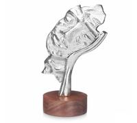 Gift Decor Figurine décorative Visage Argenté Bois Métal 16,5 x 26,5 x 11 cm
