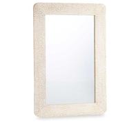 Gift Decor Miroir Mural Blanc Marron Bois de manguier Feuilles 90 x 60 x 2 cm