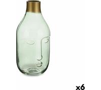 Gift Decor S3626805 Vase visage vert en verre, 11cm x 24,5cm x 12cm, boîte de 6