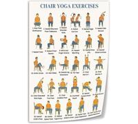 Gift for Parents Grandparents Chair Yoga Exercise Guide Poster Safe Mobility Routine Chart Uplifting Wall Art for Home Living Room Bedroom(Unframed,16x24inch(40x60cm))