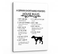 Gift for Pointer Dog Owner - Funny Canvas Art with Breed Specific Humor, Framed "Our House Rules" Style Print, Perfect for Den, Kennel Decor or Birthday(Framed,12x18inch(30x45cm))