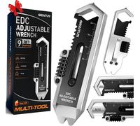 Gift Man 9-In-1 Edc Multitool Presser Foot With Screwdriver,With Adjustable Wrench,Bottle Opener,Emergency Hammer,Nail Puller,Phone Holder Gift Idea For Men/Women