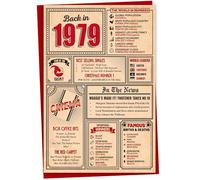 Gift Monster Carte d'anniversaire 44 ans - Carte d'anniversaire « Back in 1979 In This Year », carte de vœux pour homme et femme, carte d'anniversaire pour homme, carte de 44e anniversaire, grande