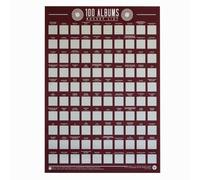 Gift Republic 100 Albums Scratch Off Bucket List Poster GR630002 Rouge 42 x 59,4 x 0,02 cm