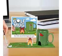 Gift Republic Ensemble tasse et sous-verre de golf - Jeu de Mni-Golf de bureau avec tasse, stylo, balle, obstacles et 2 sous-verres interactifs - Cadeau amusant pour les golfeurs - Jeu de bureau