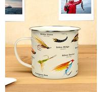 Gift Republic Mug émaillé pêche à la mouche Tasse Camping Extérieur 500ml Métal Tasse Café Pêche Idée Cadeau Leurre