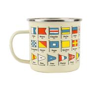Gift Republic Tasse en émail avec drapeaux nautiques - 500 ml - Idée cadeau - Motif nautique