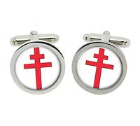 Gift Shop Croix de Lorraine Christe Boutons Manchette en Chrome Boîte
