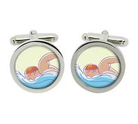 Gift Shop Natation Boutons Manchette en Chrome Boîte