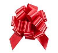 Gift Tek Lot de 10 nœuds à tirer en ruban satiné de 14 cm - 20 boucles instantanées en plastique rouge pour cadeaux, grands nœuds instantanés, pour paniers cadeaux de mariage, emballages
