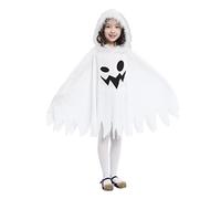 GIFT TOWER Costume d'Halloween - Cape fantôme blanche - Cape avec capuche - Manteau fantôme avec casquette - Pour carnaval, cosplay - Blanc - 3-4 ans