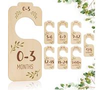 Giftacity Baby Closet Dividers for Clothes Organizer - Set of 8 Beautiful Wooden Double-Sided Baby Clothes Size Hanger Organizer from Newborn to 24 Months for Boho Nursery Decor