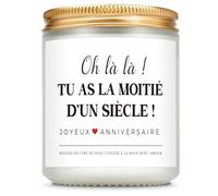 Giftasy Cadeau 50 Ans Femme, Cadeaux Femme 50 Ans - Bougies Parfumées à la Lavande Amusantese, Idée Présent Anniversaire pour Amie, Sœur, Maman, Mamie, Marraine, Belle Mere (7 × 9 cm)