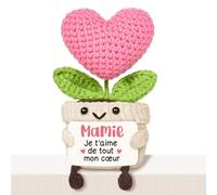 Giftasy Cadeau Mamie, Cadeau Grand Mere - Idee Tricoté en Forme de Cœur | Cadeau Anniversaire Mamie, Cadeaux Fete des Grand Mere Original, Dimensions : 7×6×12,5 cm