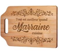 Giftasy Cadeau Marraine, Cadeau Anniversaire Marraine - Idee Planche à Découper en Bambou Gravée, Cadeaux Noel
