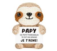 Giftasy Cadeau Papy, Cadeau Grand Pere - Amigurumi Paresseux Fait Main, Cadeaux Papi Anniversaire, Cadeaux Fete des Grand Pere, Noel Original