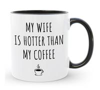 Giftbees Tasse à thé en céramique avec inscription « My Wife Is Hotter Than My Coffee » - Idée de cadeau unique et amusante pour femme de la part de votre mari, cadeau de Saint-Valentin pour elle, 325