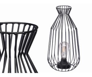 GIFTDECOR Lampara Forja con Bombilla Forma Abombado Negro