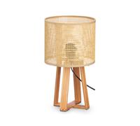 Giftdecor Lampe de Table Cylindre Abat-jour Naturel 36 cm, 20x27.5x20 cm, Marron, Bois/PVC/Papier, E27 (Set de 4)