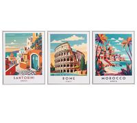 GIFTDECOR Lot de 6 Tableaux de Villes Assortis 40x50cm Cadre Blanc