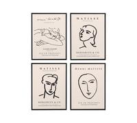 GIFTDECOR Lot de 8 Tableaux Matisse 30x40cm Beige + Negro