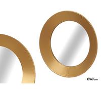 Giftdecor Miroir Rond Doré 60 cm avec Cadre en Métal et Verre