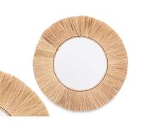 Giftdecor Miroir Rond Simple 79 x 79 x 3 cm en Verre et Bois Marron
