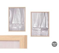 GIFTDECOR Tableau sur toile cadre naturel Voilier Surt 2 50 x 70