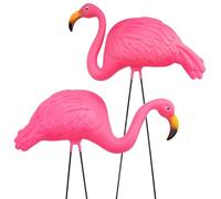 GIFTEXPRESS® Lot DE 2, 86,4 cm Large Rose Vif Flamingo Yard Ornement/Flamingo Gazon Décorations/Encre Flamant Rose Garden Yard Piquets/Réglable Longueur de Pieds et Gesture