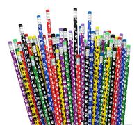 GIFTEXPRESS Lot de 48 crayons imprimés Paw Print pour enfants, colorful Assortment Wooden avec Eraser for School Supplies, Classroom Prize