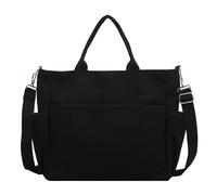 GiftGalore Sacs fourre-tout en toile pour femme, sac à bandoulière zippé Sacs hobo de grande capacité(Black)