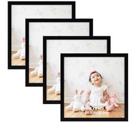 Giftgarden Cadre 20x20 cm Noir Lot de 4, Cadres Photo Carré 10x10 cm, avec Passepartout, Pour Photos Certificat, le Montage Mural ou la Table