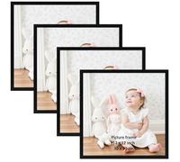 Giftgarden Cadre 30x30 cm Noir Lot de 4, Cadres Photo Carré 20x20 cm, avec Passepartout, Pour Photos Certificat, le Montage Mural ou la Table