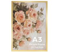 Giftgarden Cadre A3 Doré, Cadre Photo A3 pour poster et œuvres d'art - pour montage mural horizontal ou vertical uniquement, Léger et Sûr, 29.7x42 cm