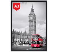 Giftgarden Cadre A3 Noir, Cadre Photo A3 pour poster et œuvres d'art - pour montage mural horizontal ou vertical uniquement, Léger et Sûr, 29.7x42 cm