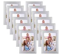 Giftgarden Cadre Photo 10x15 cm Lot de 12, Montage Mural ou Sur Table, Cadres photo Argenté pour Salon, Chambre à Coucher, Bureau