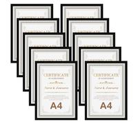 Giftgarden Ensemble de 10 Cadres A4 Noir, Cadre photo A4 Convenant pour 21x29,7 cm Certificat Document et Photo, Pouvant décorer le bureau ou le salon